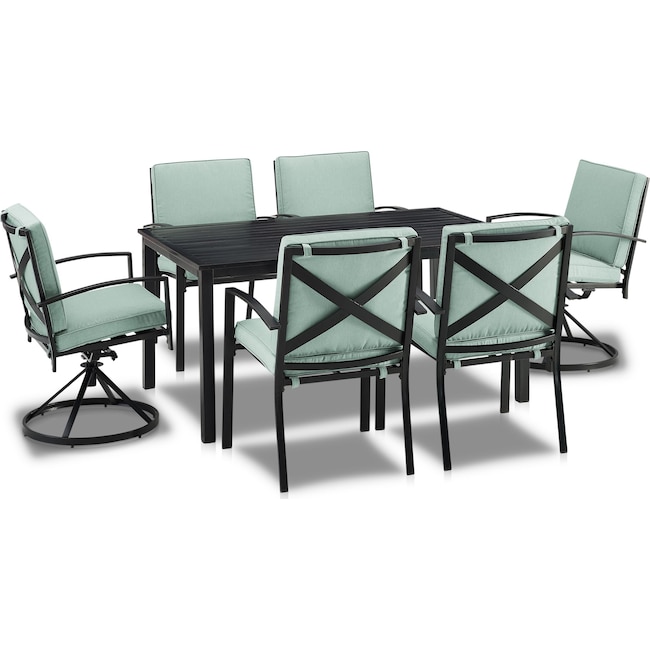 Outdoor Furniture - Clarion Outdoor Dining Table, 4 Dining Chairs and 2 Swivel Chairs