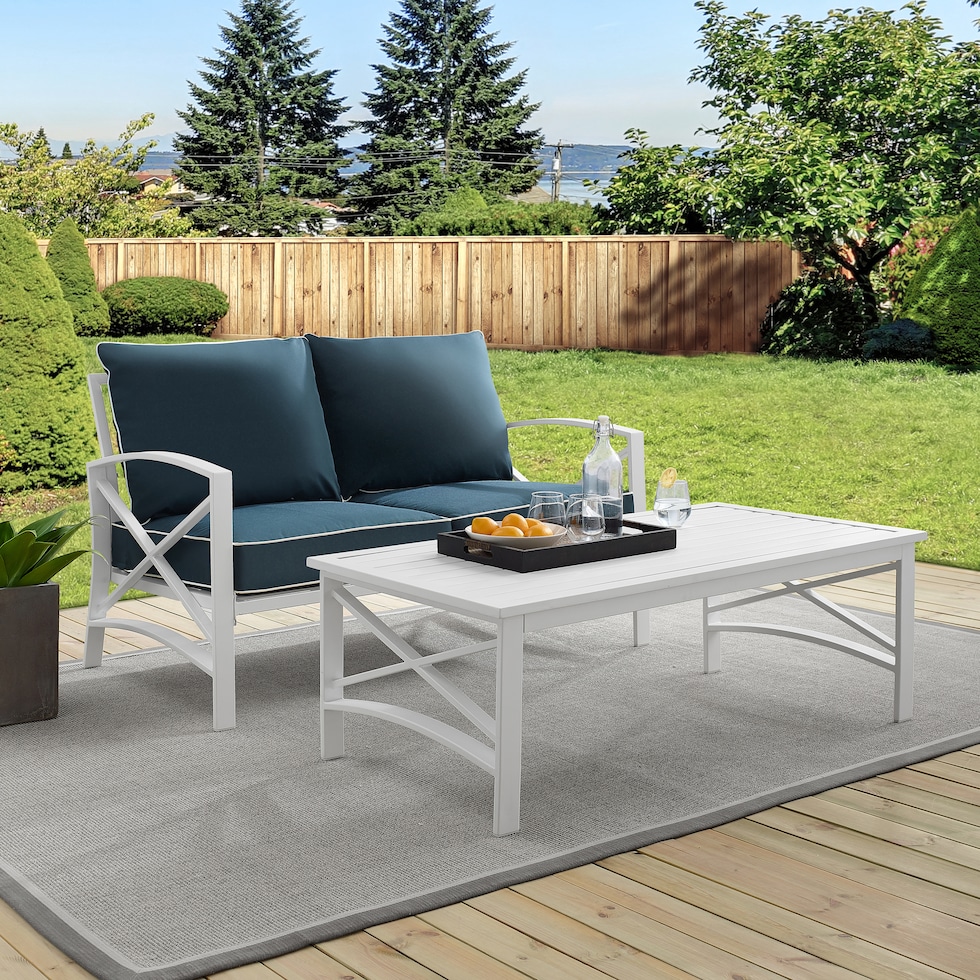 clarion blue outdoor loveseat set   