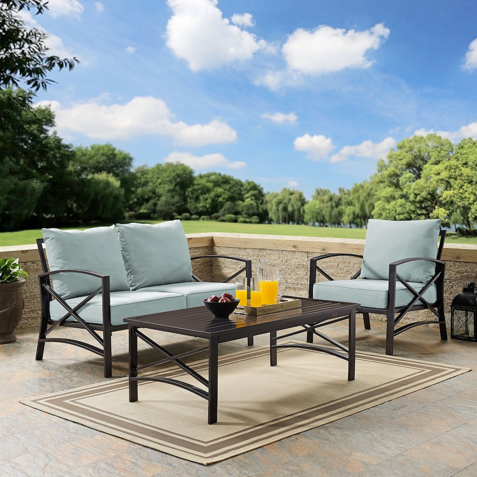 clarion blue outdoor loveseat set   