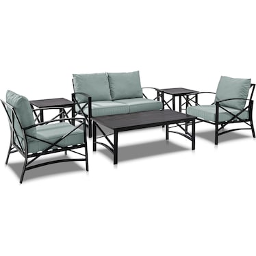 Clarion Outdoor Loveseat, 2 Chairs, Coffee Table, and 2 End Tables