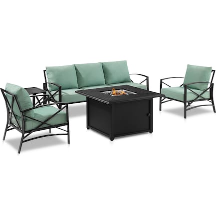 Clarion Outdoor Sofa, 2 Chairs and Fire Table Set