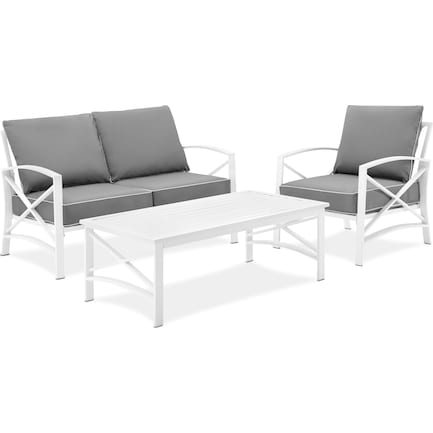 Clarion Outdoor Loveseat, Chair, and Coffee Table Set - Gray