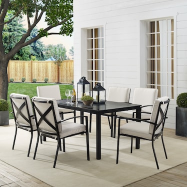 Clarion Outdoor Dining Table and 6 Dining Chairs - Oatmeal