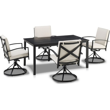 Clarion Outdoor Dining Table and 4 Swivel Chairs - Oatmeal
