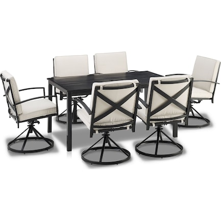 Clarion Outdoor Dining Table and 6 Swivel Chairs - Oatmeal