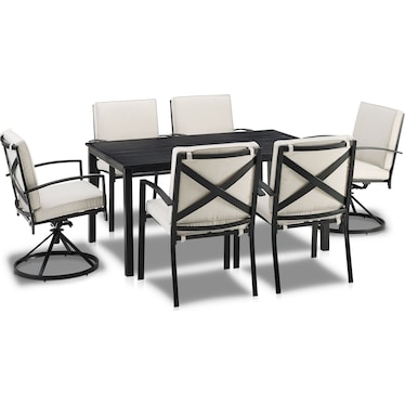 Clarion Outdoor Dining Table, 4 Dining Chairs and 2 Swivel Chairs - Oatmeal