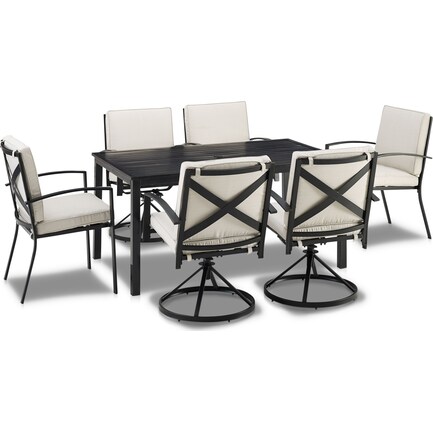 Clarion Outdoor Dining Table, 4 Swivel Chairs and 2 Dining Chairs - Oatmeal