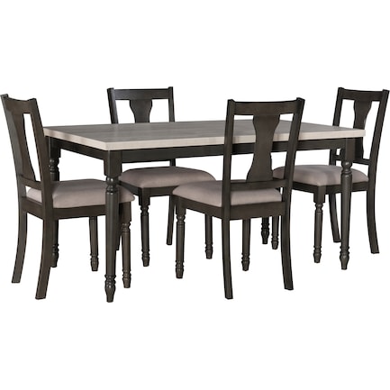 Clayes Dining Table and 4 Chairs - Gray and White