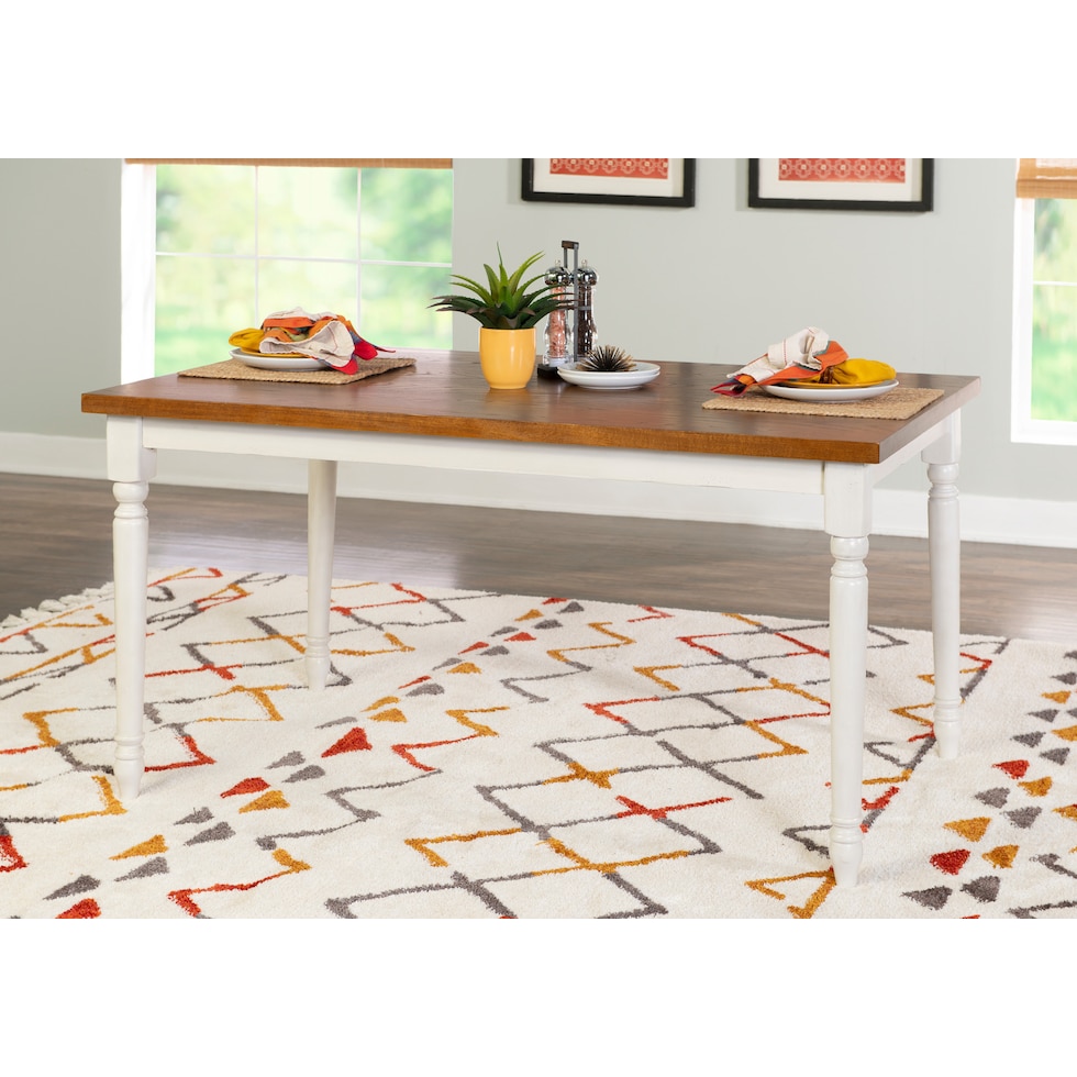 clayes white and brown dining table   