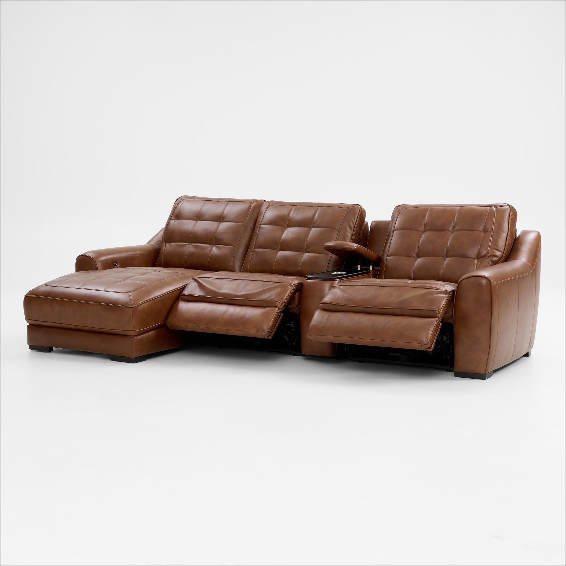 m a ダークブラウン36 Clayton Dual-Power 4-Piece Sectional with Chaise and Console