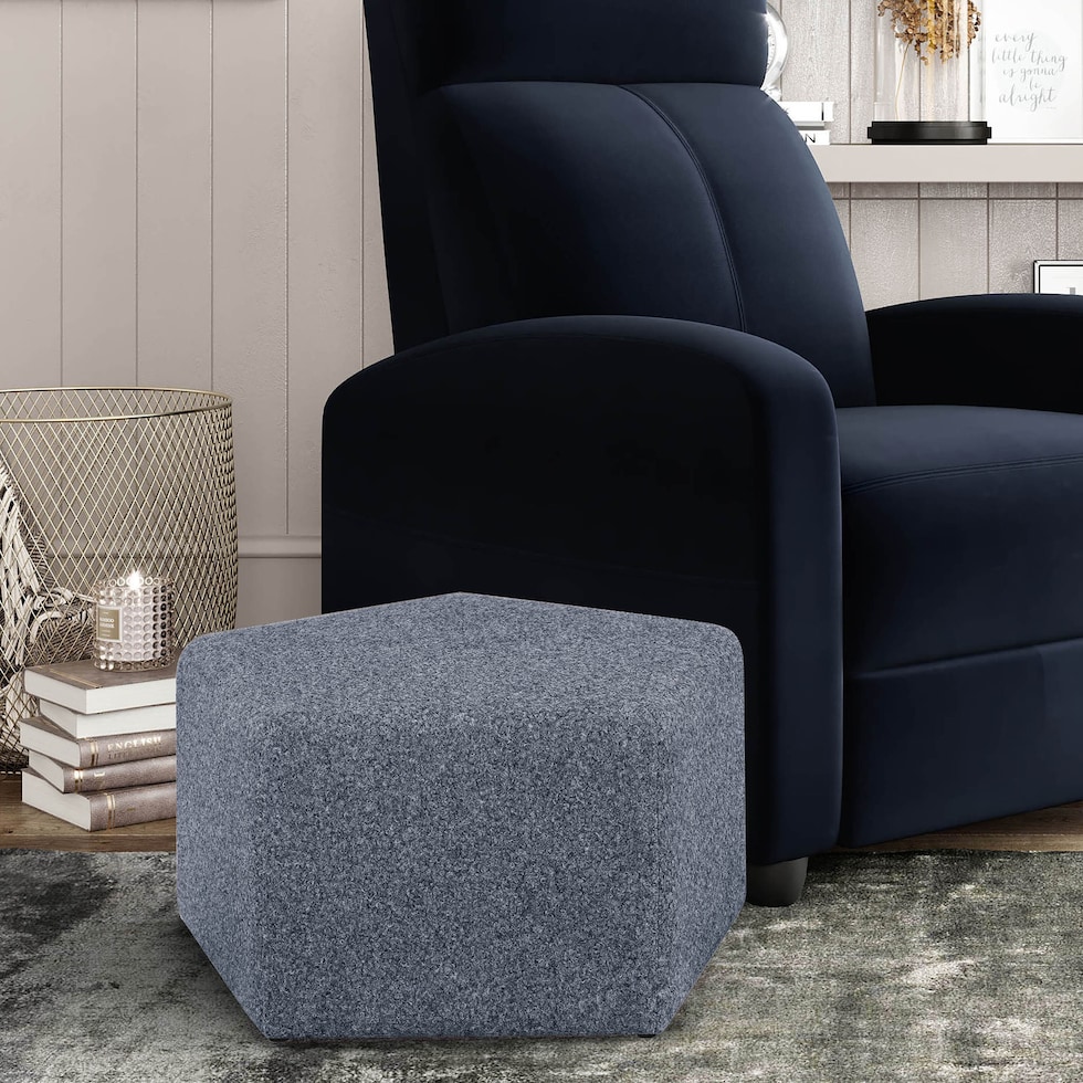 clemont blue ottoman   