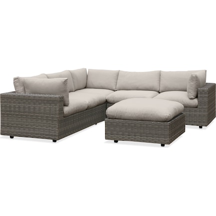 Coastline Outdoor 3-Piece Sectional and Ottoman Set