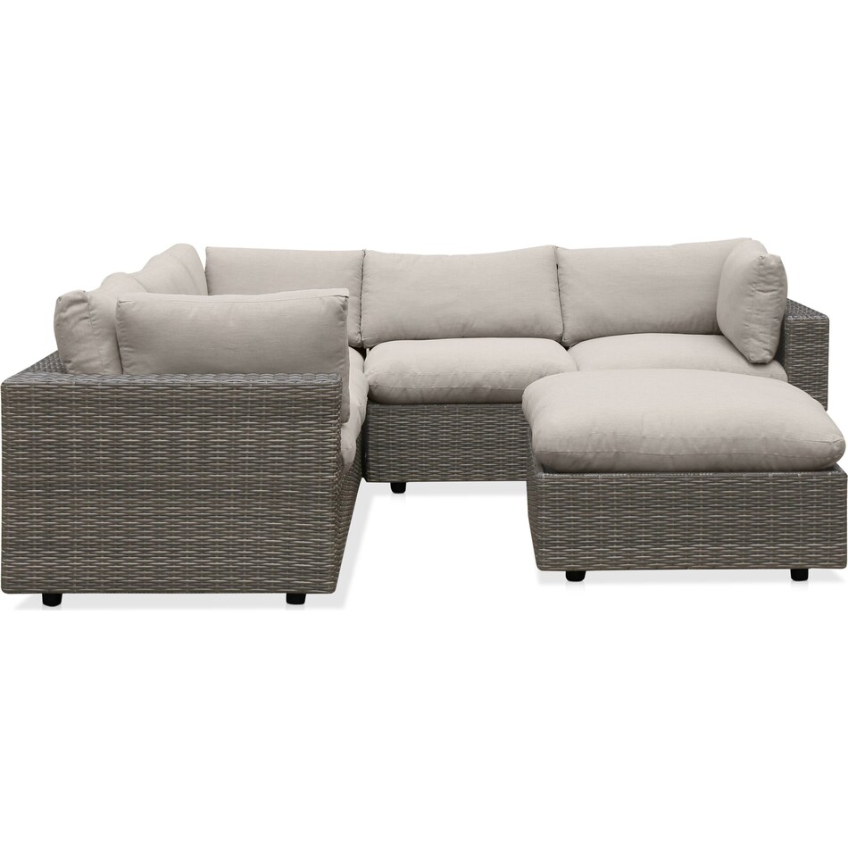 Coastline Outdoor 3Piece Sectional and Ottoman Set American
