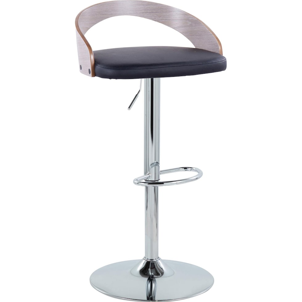 cocina black vegan leather gray bar stool   