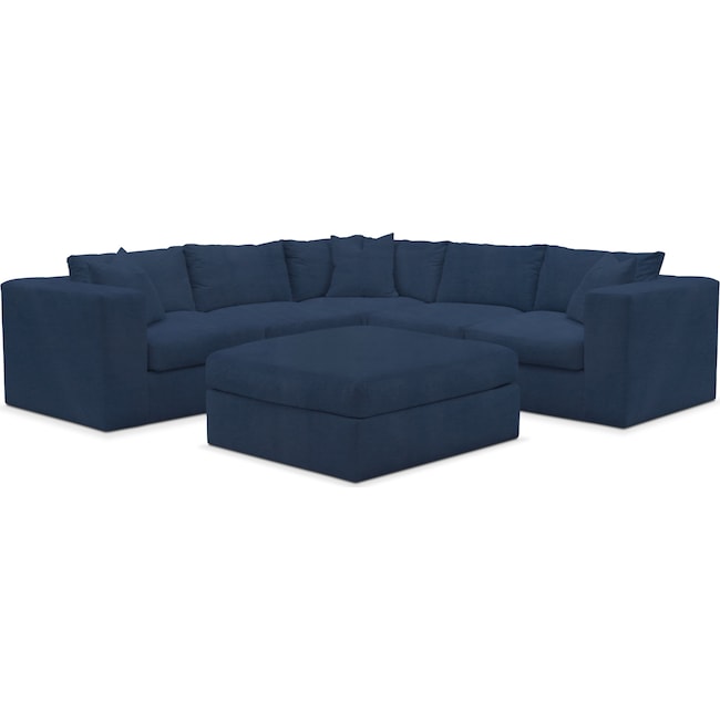Living Room Furniture - Collin 5-Piece Sectional with Ottoman