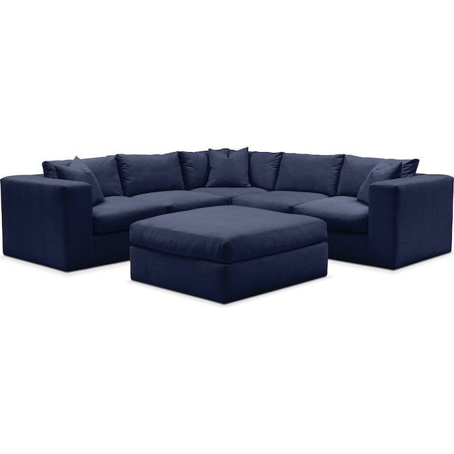 Living Room Furniture - Collin 5-Piece Sectional with Ottoman
