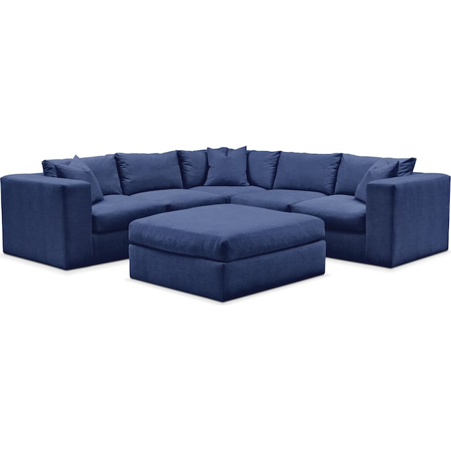 Living Room Furniture - Collin 5-Piece Sectional with Ottoman