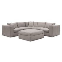 collin curious silver pine  pc sectional and ottoman   