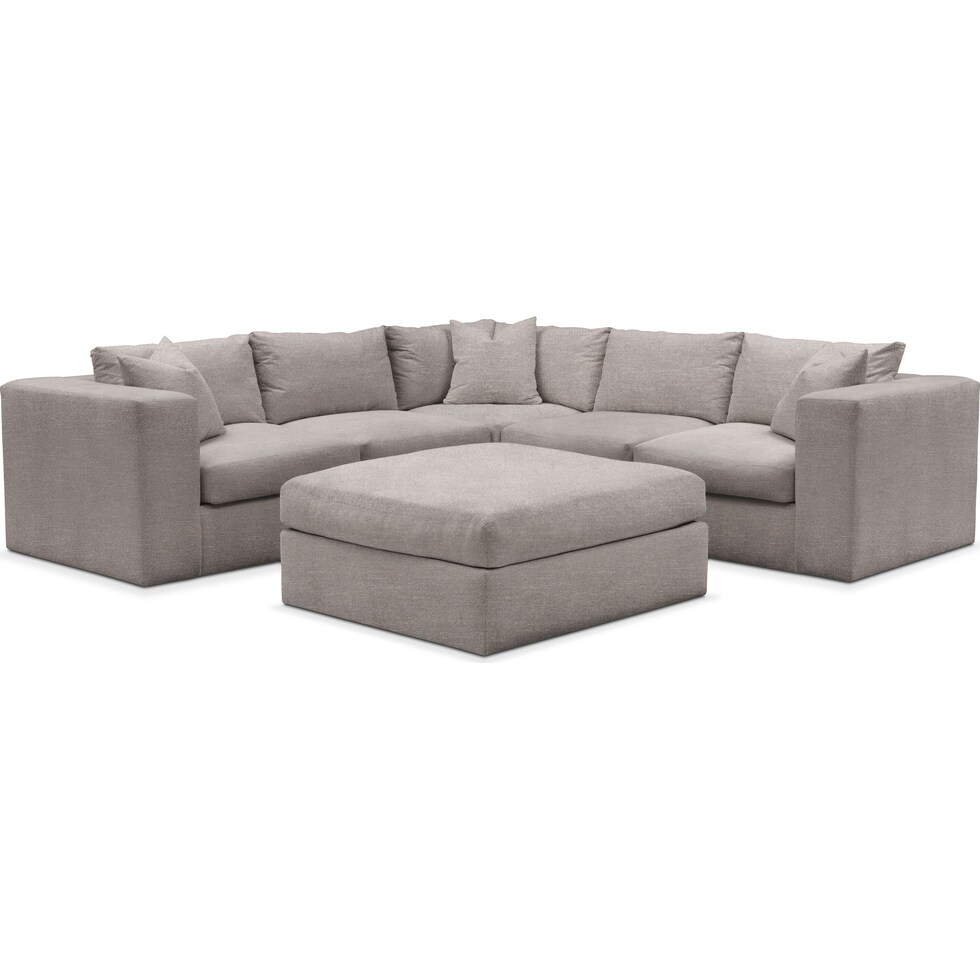 collin curious silver pine  pc sectional and ottoman   