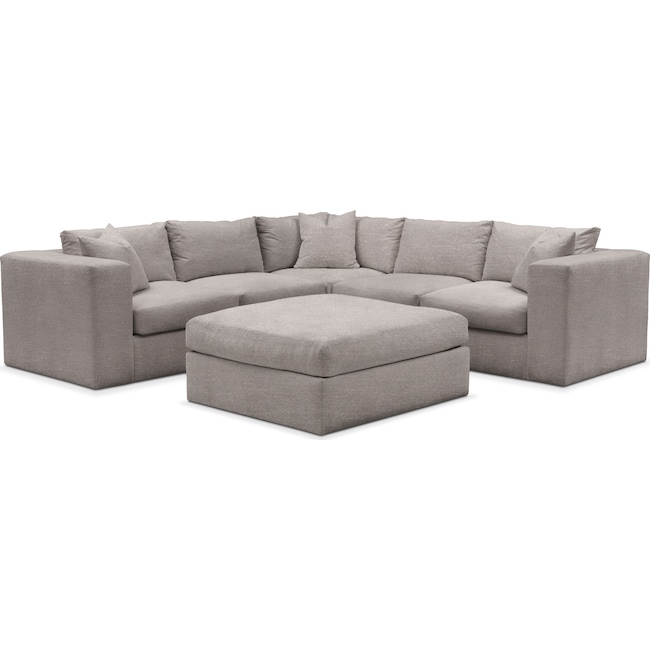Living Room Furniture - Collin 5-Piece Sectional with Ottoman