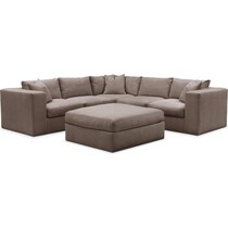 collin dark brown  pc sectional and ottoman   