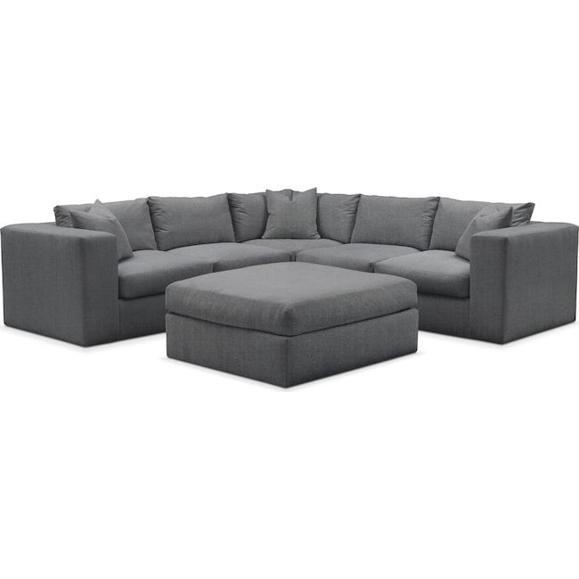 Living Room Furniture - Collin 5-Piece Sectional with Ottoman