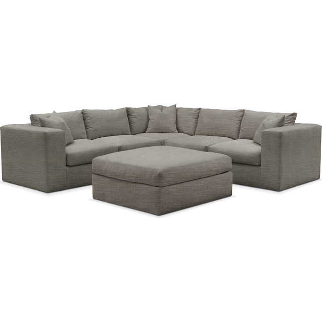 Living Room Furniture - Collin 5-Piece Sectional with Ottoman