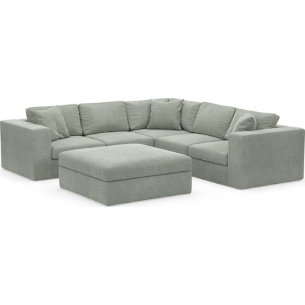 Collin Foam Comfort 5-Piece Sectional and Ottoman - Oslo Snow