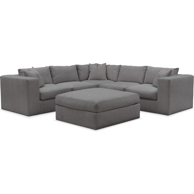 Living Room Furniture - Collin 5-Piece Sectional with Ottoman