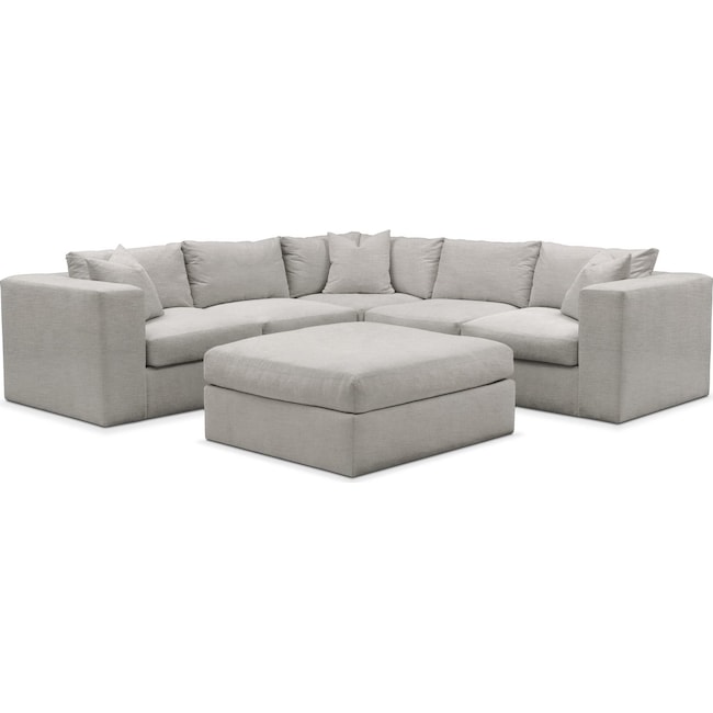 Living Room Furniture - Collin 5-Piece Sectional with Ottoman
