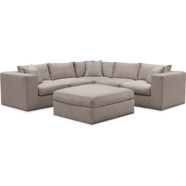 Living Room Furniture - Collin 5-Piece Sectional with Ottoman