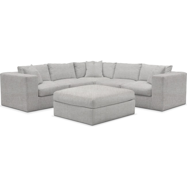 Living Room Furniture - Collin 5-Piece Sectional with Ottoman