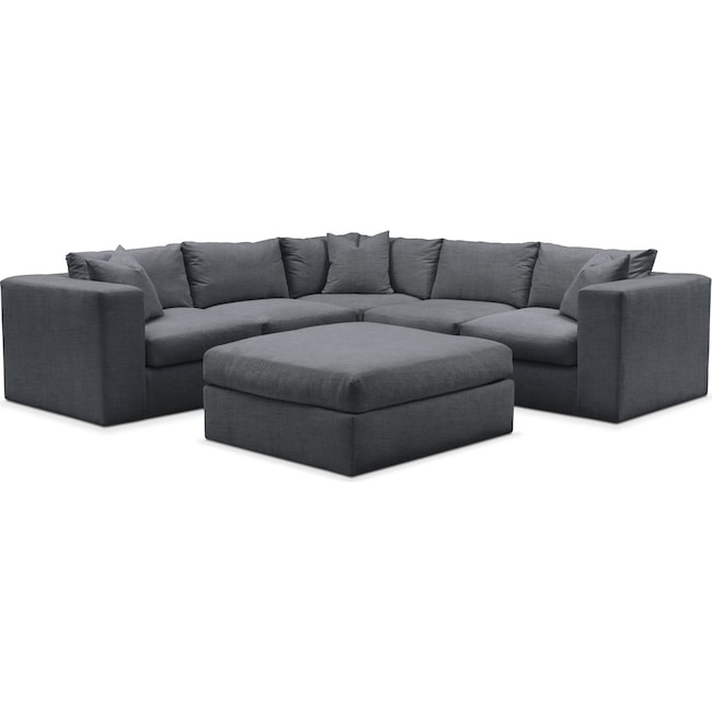 Living Room Furniture - Collin 5-Piece Sectional with Ottoman