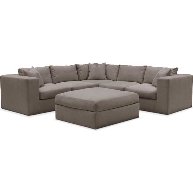 Living Room Furniture - Collin 5-Piece Sectional with Ottoman