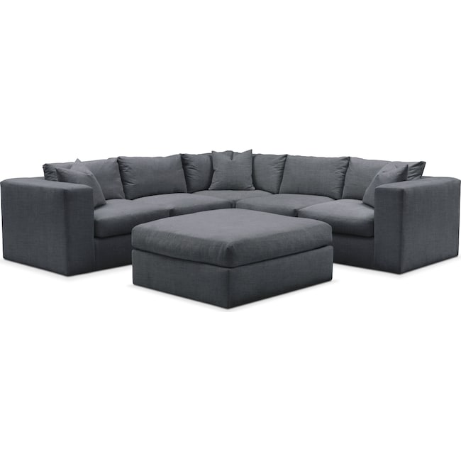Living Room Furniture - Collin 5-Piece Sectional with Ottoman
