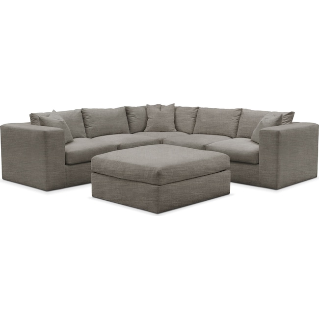 Living Room Furniture - Collin 5-Piece Sectional with Ottoman