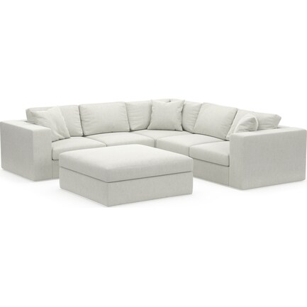 Collin Hybrid Comfort 5-Piece Sectional and Ottoman - Cosmo Dove