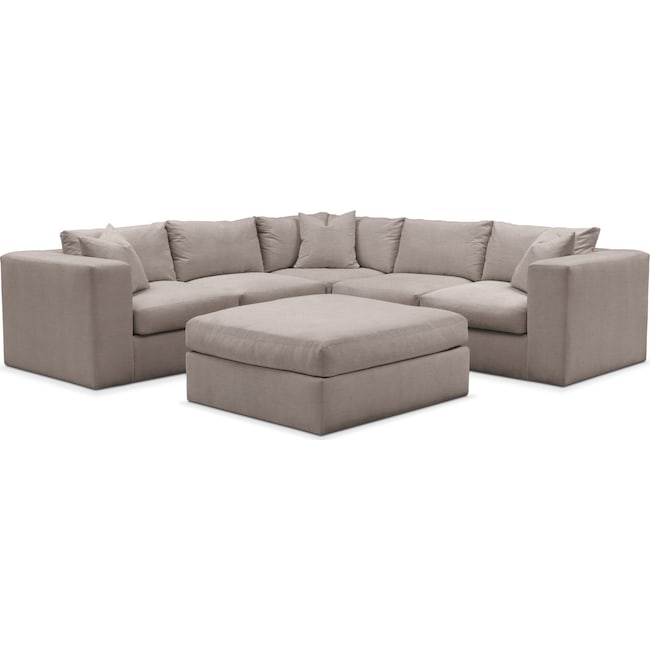 Living Room Furniture - Collin 5-Piece Sectional with Ottoman