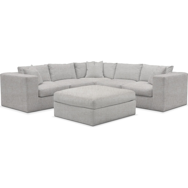 Living Room Furniture - Collin 5-Piece Sectional with Ottoman