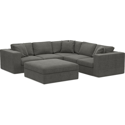 Collin Foam Comfort 5-Piece Sectional and Ottoman - Curious Charcoal