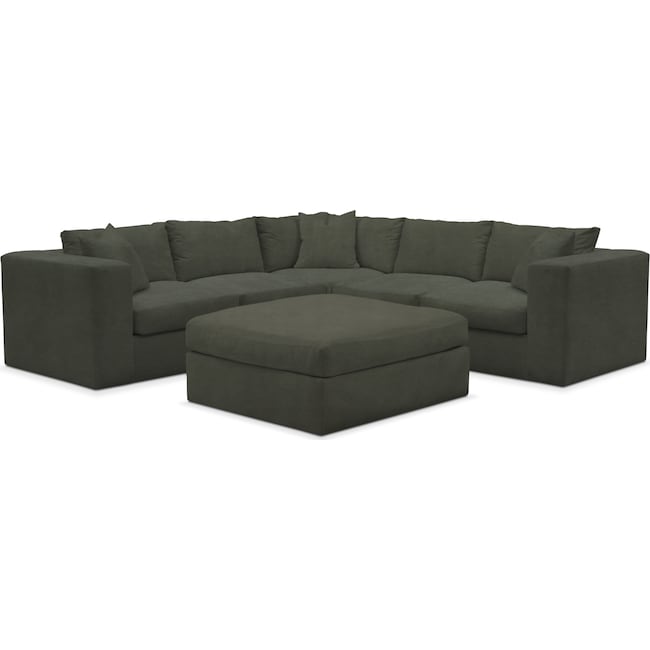 Living Room Furniture - Collin 5-Piece Sectional with Ottoman