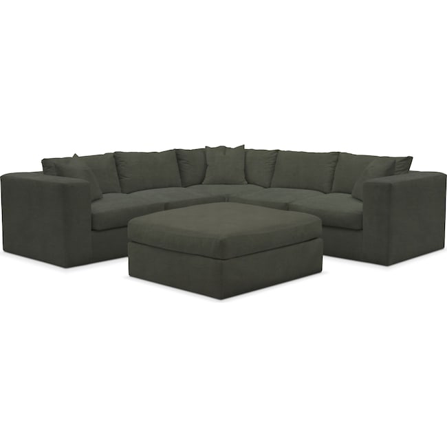 Living Room Furniture - Collin 5-Piece Sectional with Ottoman