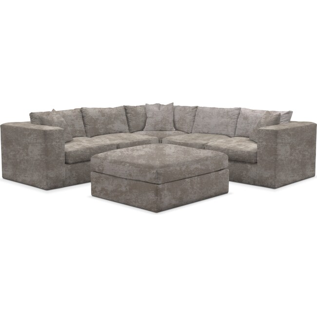 Living Room Furniture - Collin 5-Piece Sectional with Ottoman