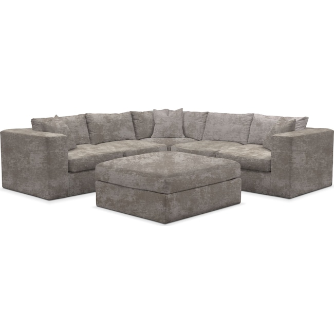 Living Room Furniture - Collin 5-Piece Sectional with Ottoman