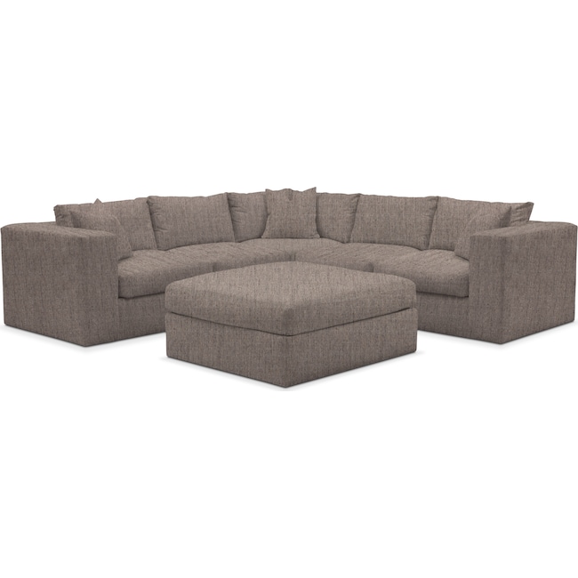 Living Room Furniture - Collin 5-Piece Sectional with Ottoman
