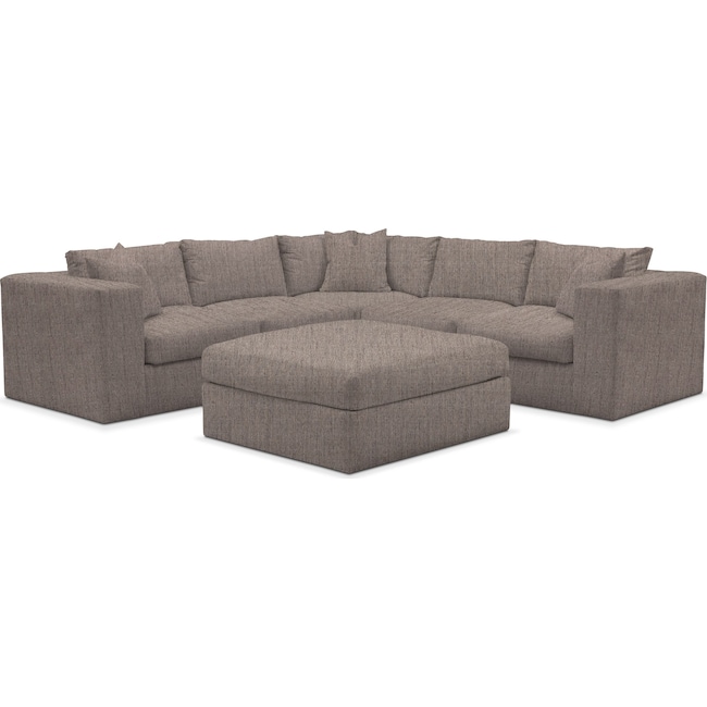 Living Room Furniture - Collin 5-Piece Sectional with Ottoman