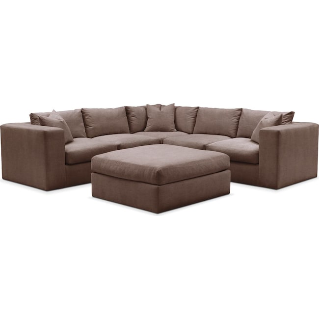 Living Room Furniture - Collin 5-Piece Sectional with Ottoman