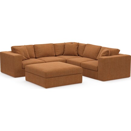 Collin Foam Comfort 5-Piece Sectional with Ottoman - Contessa Ginger