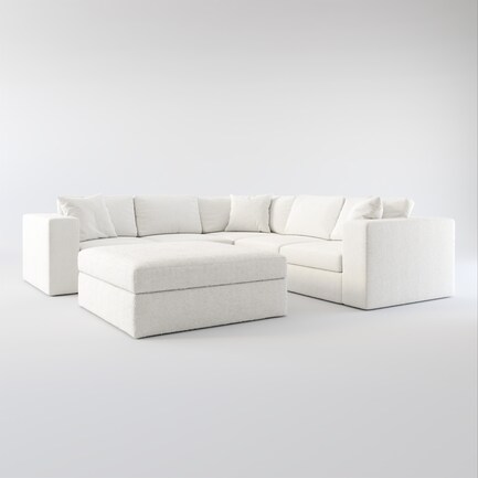 Collin Hybrid Comfort 5-Piece Sectional and Ottoman - Bloke Snow