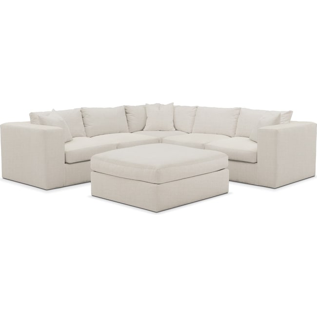 Living Room Furniture - Collin 5-Piece Sectional with Ottoman